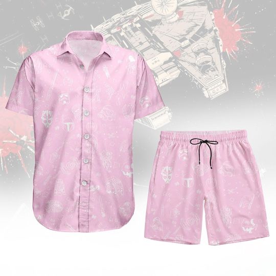 Discover Star Wars Button Shirt And Shorts, Sci-Fi Button Shirt, Galactic Hawaiian Shirt, Star Wars Hawaii Shorts, Birthday Gift