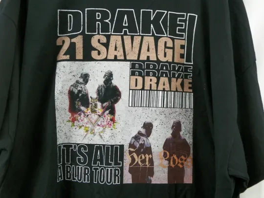 Discover Drake 21 Savage It's All A Blur Tour Concert T Shirt Black Mens