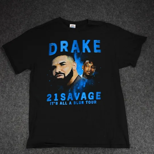 Discover Drake 21 Savage It's All a Blur Tour Black T-Shirt Delta