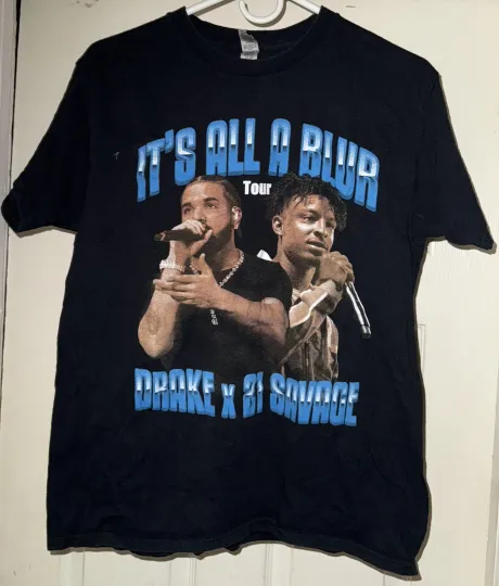 Discover Drake X 21 Savage Shirt Mens Black It's All A Blur Tour Concert Rap Music