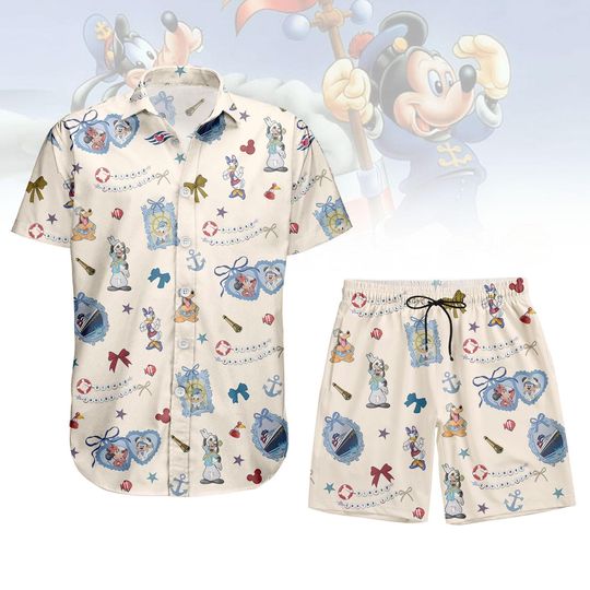 Discover Disney Cruise Coquette Button Shirt Shorts, Mickey Mouse Button Shirt, Pirate Mickey Shirt, Mickey Sailor Hawaii Shorts, Summer Gift