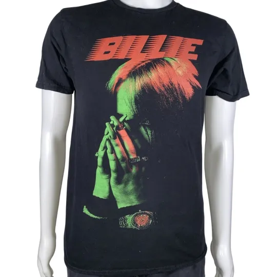 Discover Billie Eilish 2020 Tour T-Shirt Hand to Face Graphic Pop Music Merch Tee
