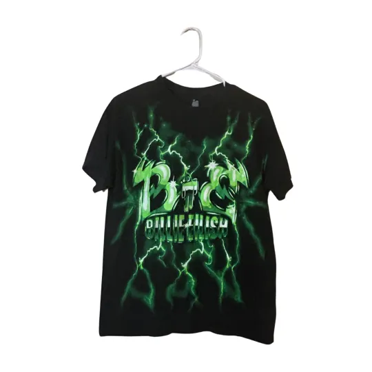 Billie Eilish T-Shirt Black Green Neon Lightning Concert Merch