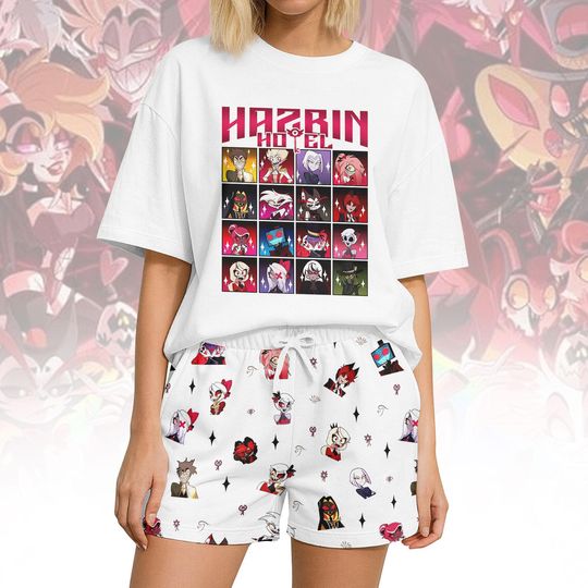 Discover Hazbin Hotel Alastor Tshirt And Shorts, Angel Dust Christmas Pajamas, Hazbin Hotel Shirt, Alastor Women Pajamas, Alastor Hazbin Pajamas