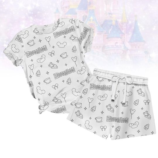 Discover Disneyland Tshirt And Shorts Pajamas, Mickey Mouse Pajamas Set, Cute Sleepwear, Disney Pajamas, Disney Trip Nightwear Holiday Gift