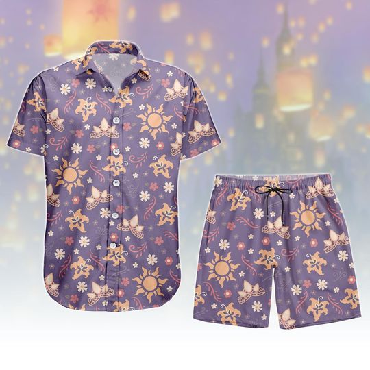 Discover Princess Sun Button Shirt And Shorts, Fairy Tale Button Shirt, Magical Print Hawaii Shorts, Royal Hawaiian Shirt, Summer Gift