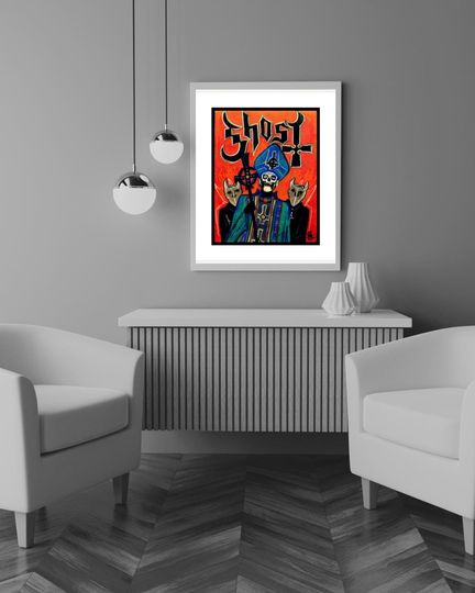 Discover Ghost Band Satin Original Hand-Drawn Art Poster Print