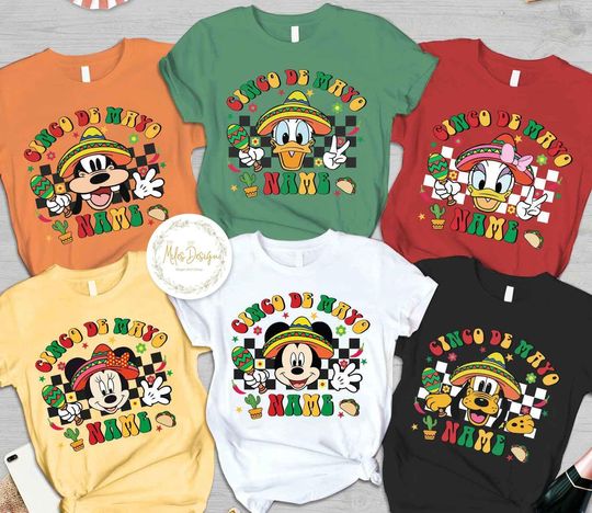 Discover Personalized Mickey and Friends Cinco De Mayo Shirt, Mexico Fiesta Family Trip Matching Shirts, Mexican T-shirt, Mexican Holiday Tee