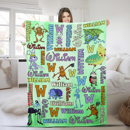 Discover Personalized Watercolor Disney A Bug's Life Blanket/Custom Name Flik Princess Atta Heimlich Baby Birthday Boy Gift/Birthday Blanket