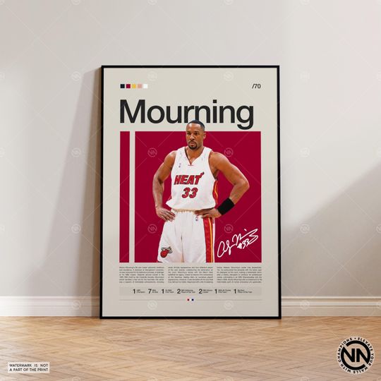 Discover Alonzo Mourning Poster, Miami Heat Poster, NBA Poster, Sports Poster, Mid Century Modern, NBA Fans, Basketball Gift, Sports Bedroom Posters