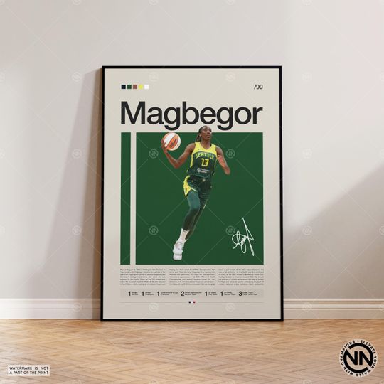 Discover Ezi Magbegor Poster, Seattle Storm, WNBA Poster, Sports Poster, Mid Century Modern, WNBA Fans, Basketball Gift, Sports Bedroom Posters