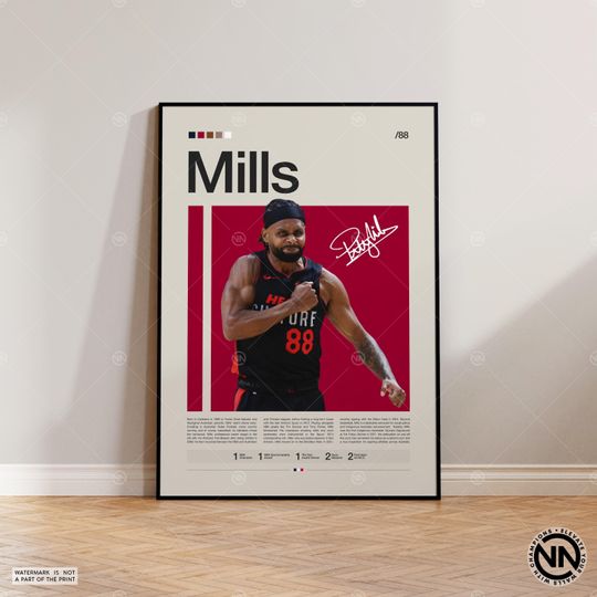 Discover Patty Mills Poster, Miami Heat Poster, Sports Poster, Mid Century Modern, Basketball Gift, Sports Bedroom Posters