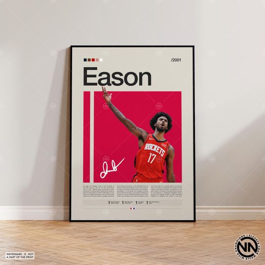 Tari Eason Poster, Houston Rockets Poster, Sports Poster, Mid Century Modern, Basketball Gift, Sports Bedroom Posters