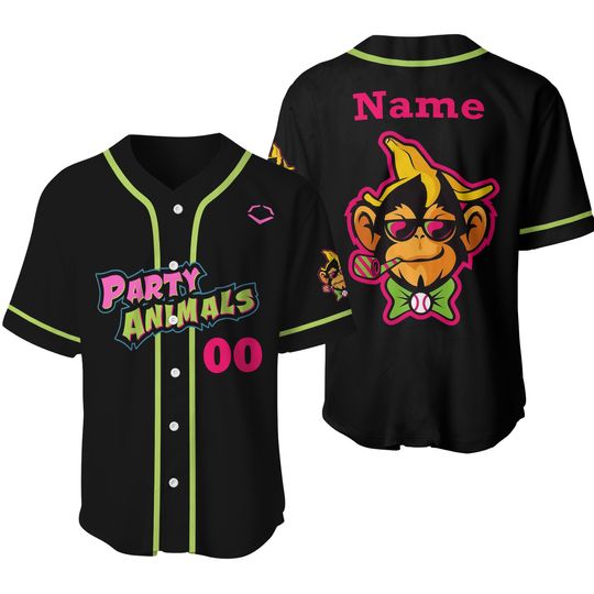Party Animals CUSTOM NAME AND NUMBER BASEBALL Jersey S-5XL