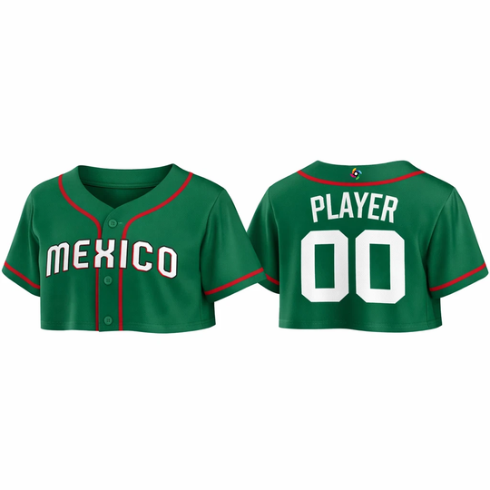 Discover Personalized 2026 World Baseball Classic Mexico Team All Over Crop Top