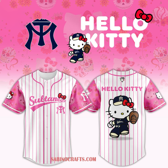 Discover Sultanes De Monterrey x Hello Kitty 2026 Celebarte Day Baseball Jersey