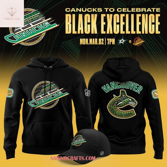 Vancouver Canucks 2026 Black Excellence On Ice Night Hoodie