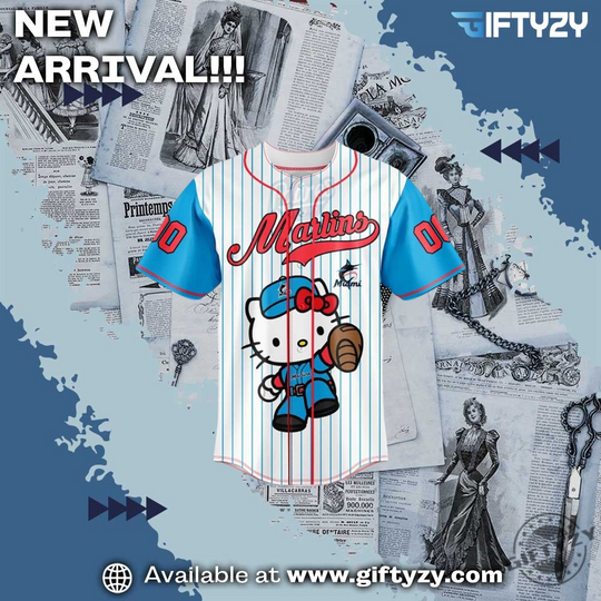 Miami Marlins Hello Kitty Custom Name Baseball Jersey