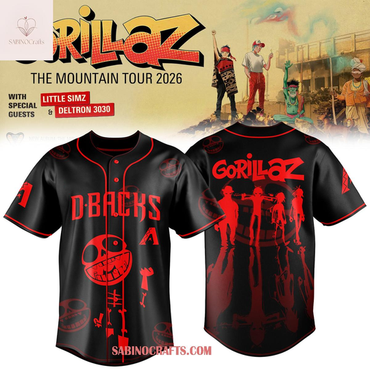 Gorillaz The Mountain Tour 2026 North America MBL All Team Baseball Jersey All Black