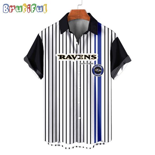 Baltimore Ravens Retro Mascot Line Summer Beach Hawaiian Shirt