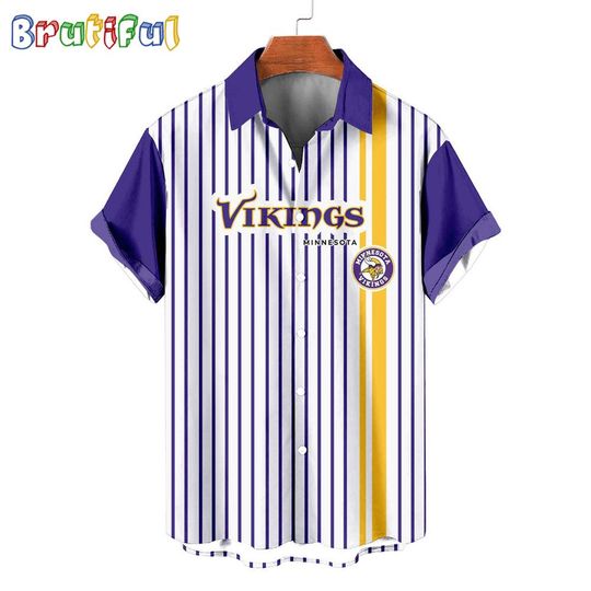 Minnesota Vikings Retro Mascot Line Summer Beach Hawaiian Shirt