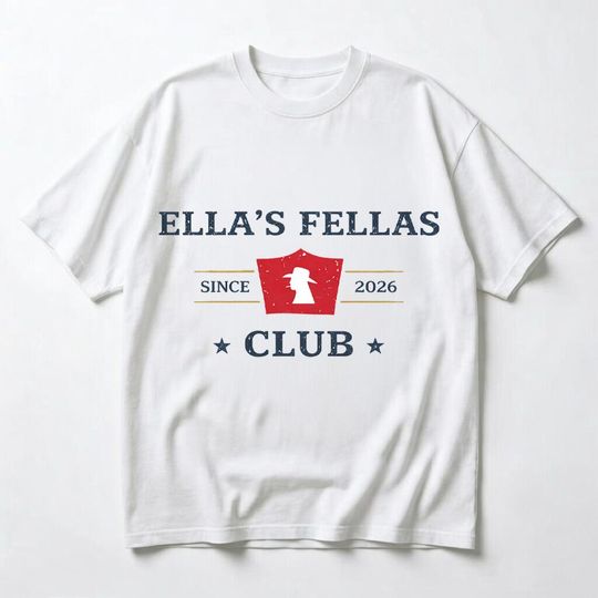 Discover Ellas Fellas Club Shirt, Custom Dad Since 2026 Tee, Personalized Fatherhood T-Shirt, New Dad Gift, Matching Family Club Shirt