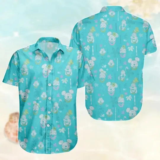 Discover Disney Retro Mickey And Friends  Disneyland Vacation Beach Aloha Hawaiian Shirt