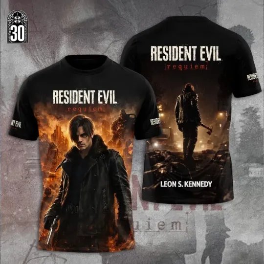Discover Resident Evil Requiem x Leon Scott Kennedy 3D T-Shirt