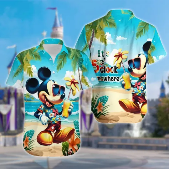 Discover Disney Funny Mickey Mouse It's 5 O' Clock Somewhere Summer Hawaiian Shirt