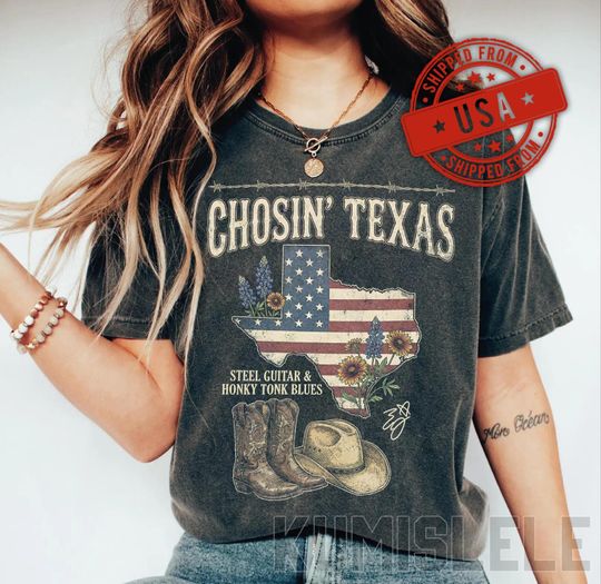 Discover Chosin' Texas T-shirt, Steel Guitar & Honky Tonk Blues Tee, Vintage Country Music Shirt, Texas Southern Graphic Tee