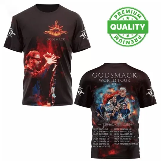 Discover Godsmack Band WORLD TOUR 2026 3D T-shirt