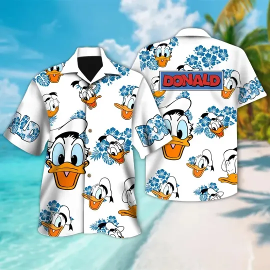 Discover Disney Donald Duck Floral Cartoon Family Trip Hawaiian Shirt