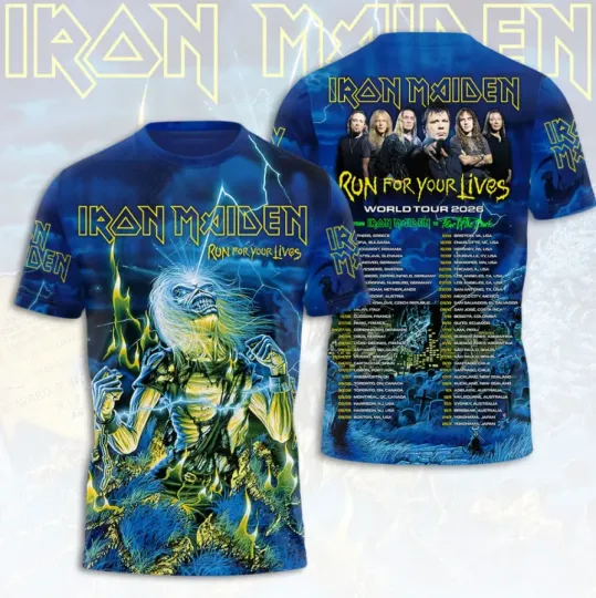 Discover 1Iron Maiden1 2026 World Tour Run For Your Lives 3D T-Shirt