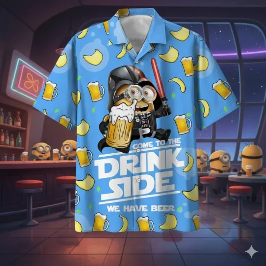 Funny Minion Hawaiian Shirt Beer Banana Cartoon 3D Print