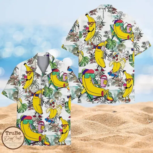 Discover Funny Banana Hawaiian Shirt | Tropical Cartoon Aloha Beach Button Up Shirt