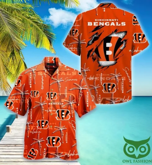 Discover Cincinnati Football Team Bengalss Palm On Elie Summer Hawaiian Shirt 25