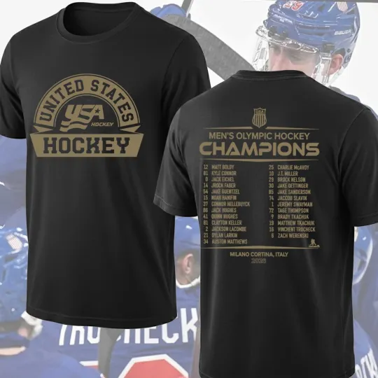 Discover Men’s USA Olympic Hockey Gold Medal 2026 T-Shirt, USA Hockey Champions 2026
