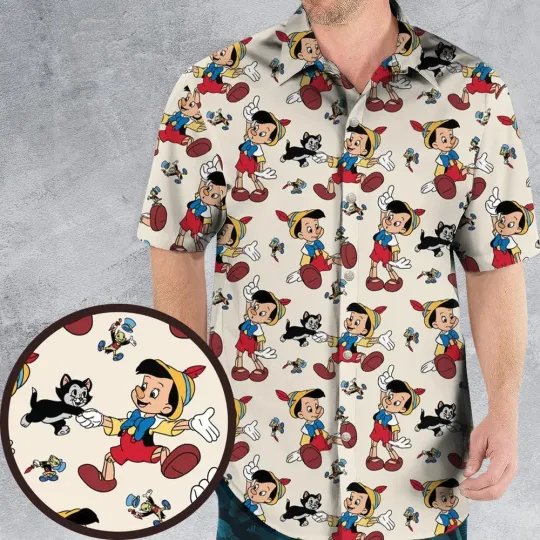 Whimsy Wear Pinocchio Hawaiian Shirt, Gift For Cartoon Lovers