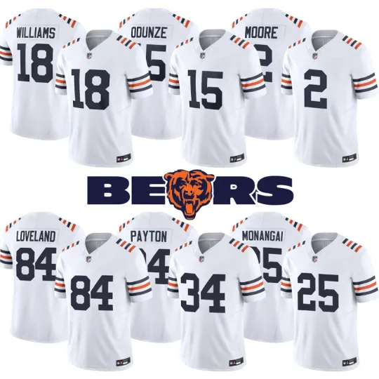 Discover Bears Men's 2025 White Alternate Classic Player Limited Stitched Jersey S-3XL