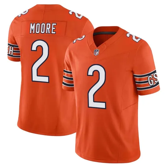 Discover Men's/Youth 2025 Bears D.J. Moore #2 Orange Limited All Stitched Jersey Free Tax