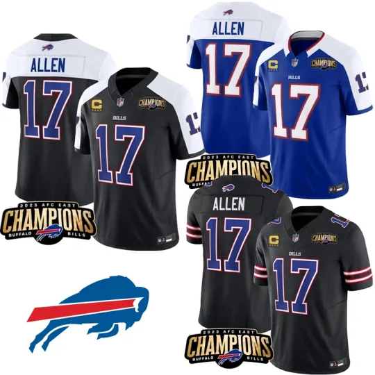Bills Men's #17 Josh Allen Black/Blue Jersey