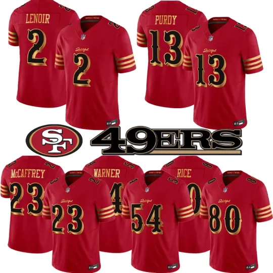 Discover Men's 49ers 2025 “Rivalries” Game Player Red Gold Jersey