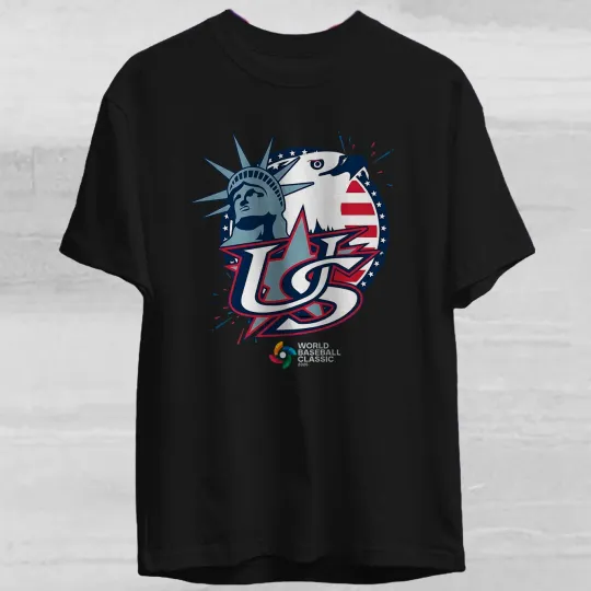 Discover New Era Red USA Baseball 2026 World Baseball Classic T-Shirt USA Size