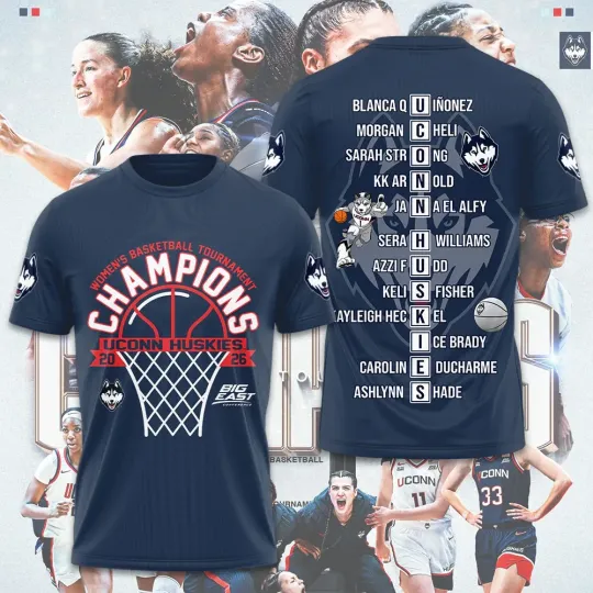 Discover Huskies Women’s Basketball 2026 Big East Champions 3D Apparel –  399