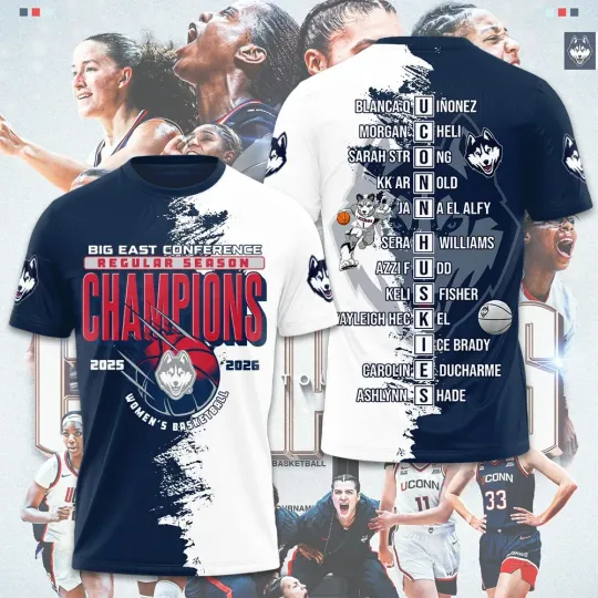 Discover Huskies Women’s Basketball 2026 Big East Champions 3D Apparel –  400