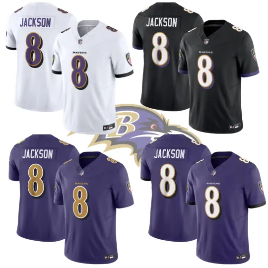 Discover Men's/Youth #8 Lamar Jackson Purple/Black/White Ravens Jersey
