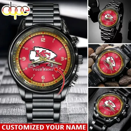 Discover Custom Kansas City Football Team Chiefss Classic Black Stainless Steel Watch