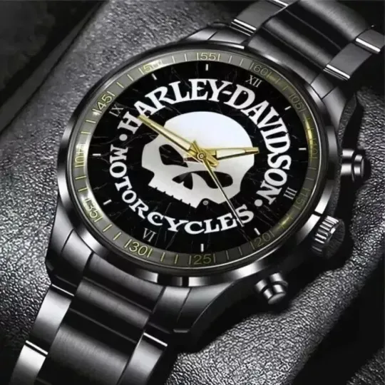 Discover Personalized Harley Motor Racing Davidsonn Black Stainless Steel Watch For Men