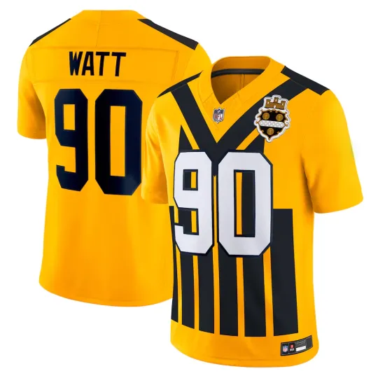 Discover Steeler Men's #90 T.J. Watt Gold Alternate 1933 Throwback Jersey