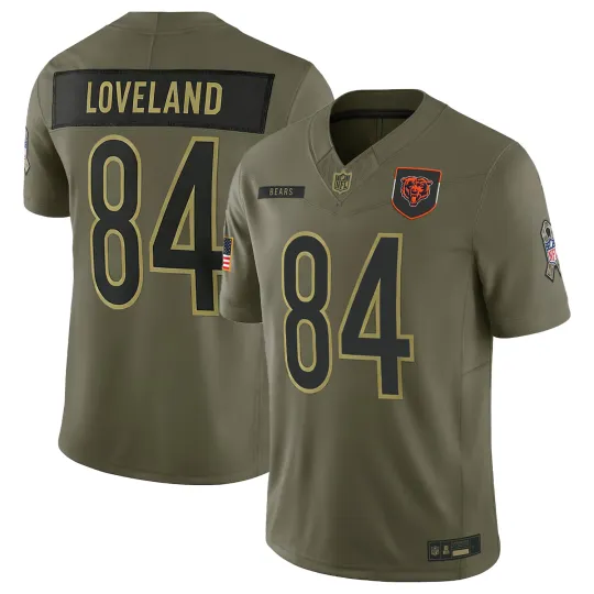 Discover Bears Men's Colston Loveland #84 Olive 2025 Salute to Service Jersey